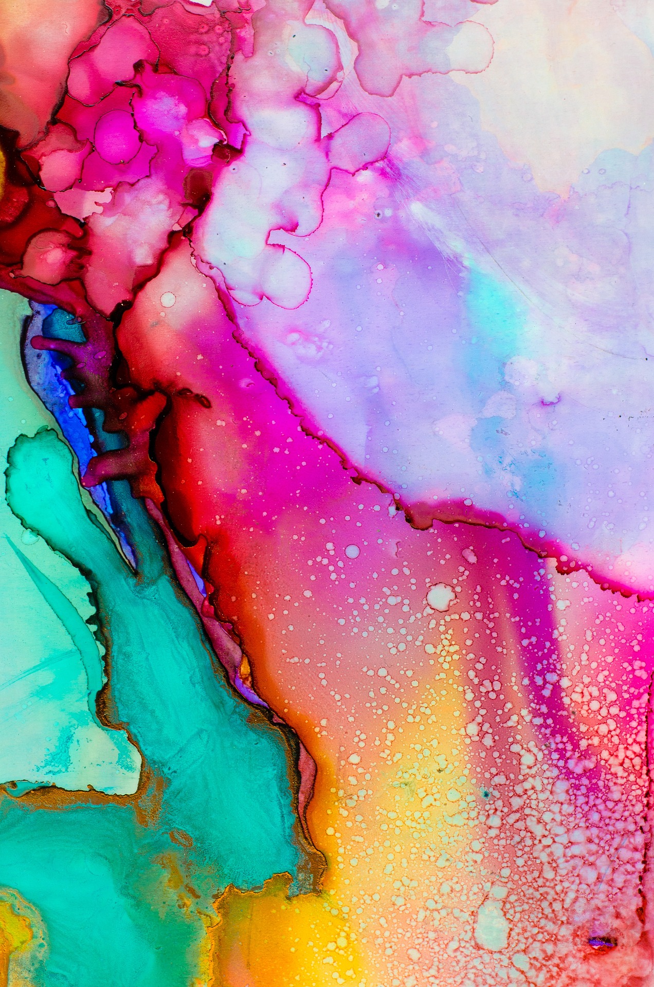 Abstraktná maľba s použitím vodových farieb